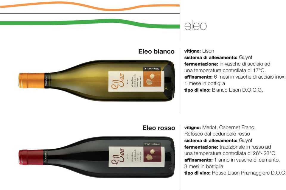 Eleo rosso vitigno: Merlot, Cabernet Franc, Refosco dal peduncolo rosso fermentazione: tradizionale in rosso ad
