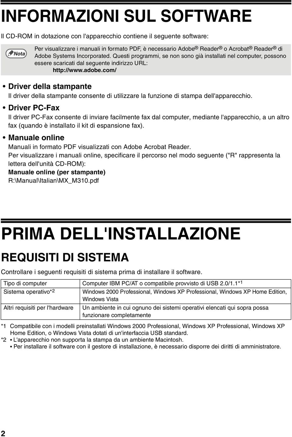 com/ Driver della stampante Il driver della stampante consente di utilizzare la funzione di stampa dell'apparecchio.