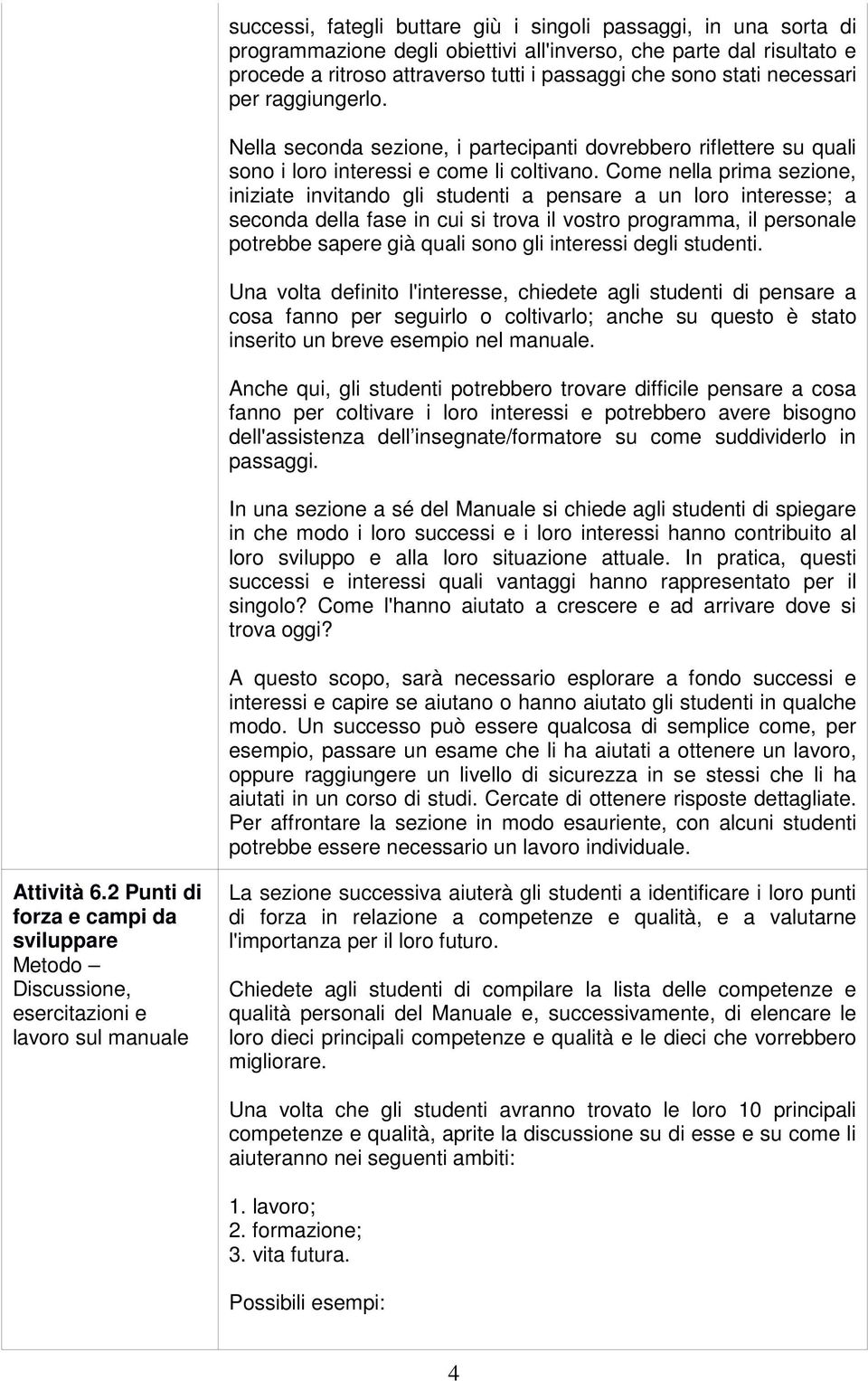 Come nella prima sezione, iniziate invitando gli studenti a pensare a un loro interesse; a seconda della fase in cui si trova il vostro programma, il personale potrebbe sapere già quali sono gli