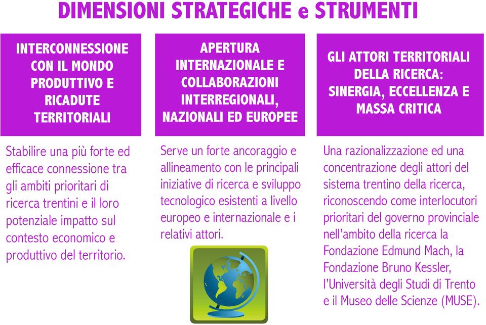 APERTURA INTERNAZIONALE E COLLABORAZIONI INTERREGIONALI, NAZIONALI ED EUROPEE Serve un forte ancoraggio e allineamento con le principali iniziative di ricerca e sviluppo tecnologico esistenti a