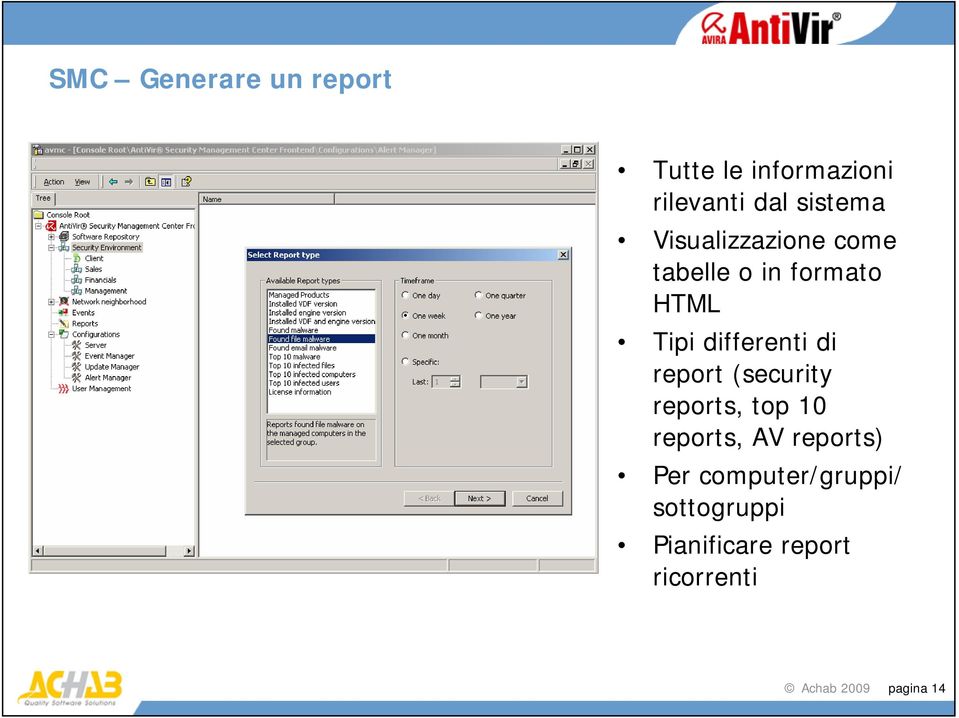 report (security reports, top 10 reports, AV reports) Per