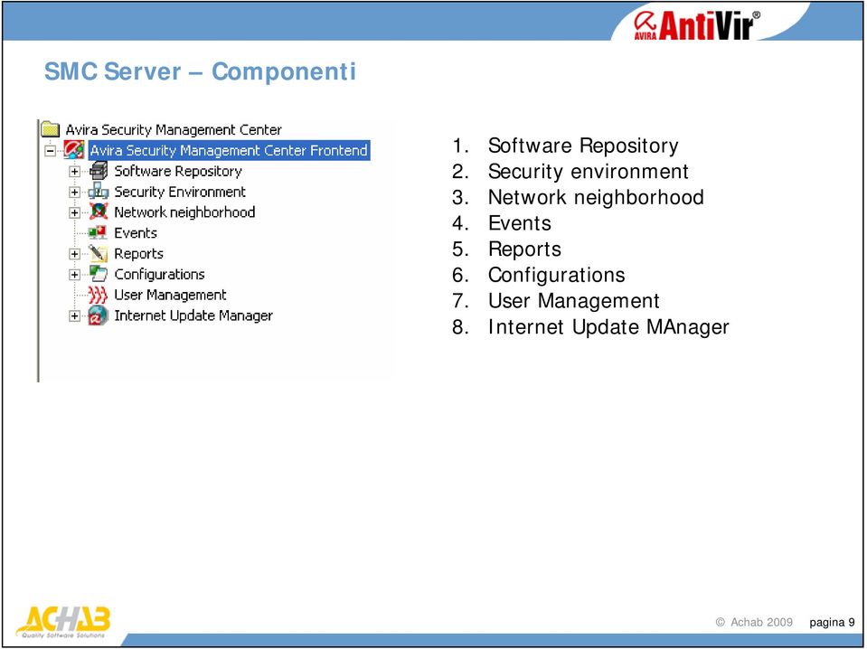 Events 5. Reports 6. Configurations 7.