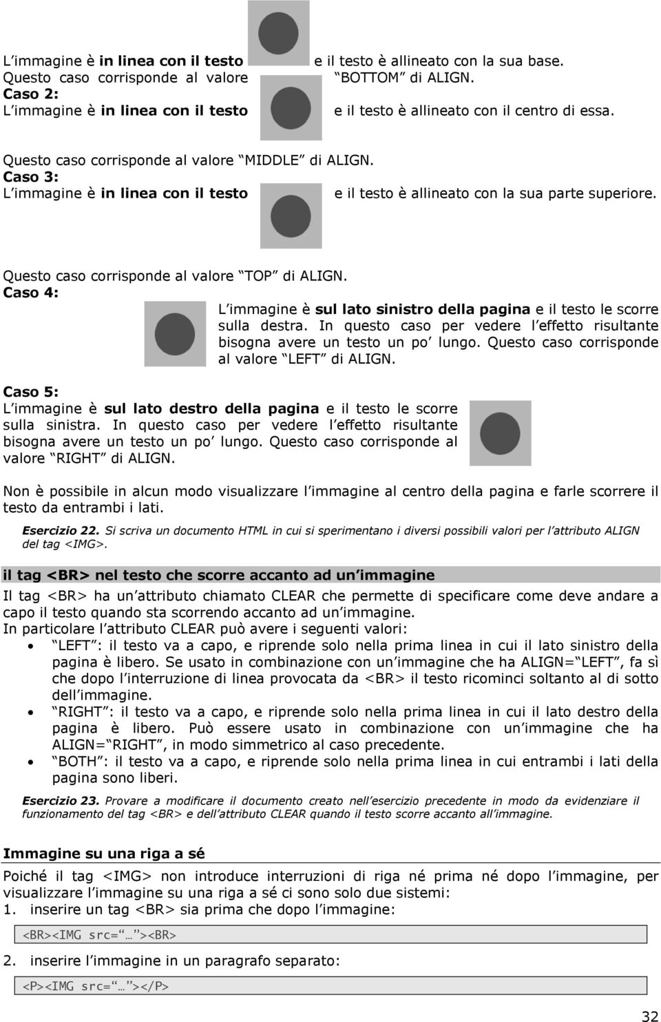 Questo caso corrisponde al valore TOP di ALIGN. Caso 4: L immagine è sul lato sinistro della pagina e il testo le scorre sulla destra.