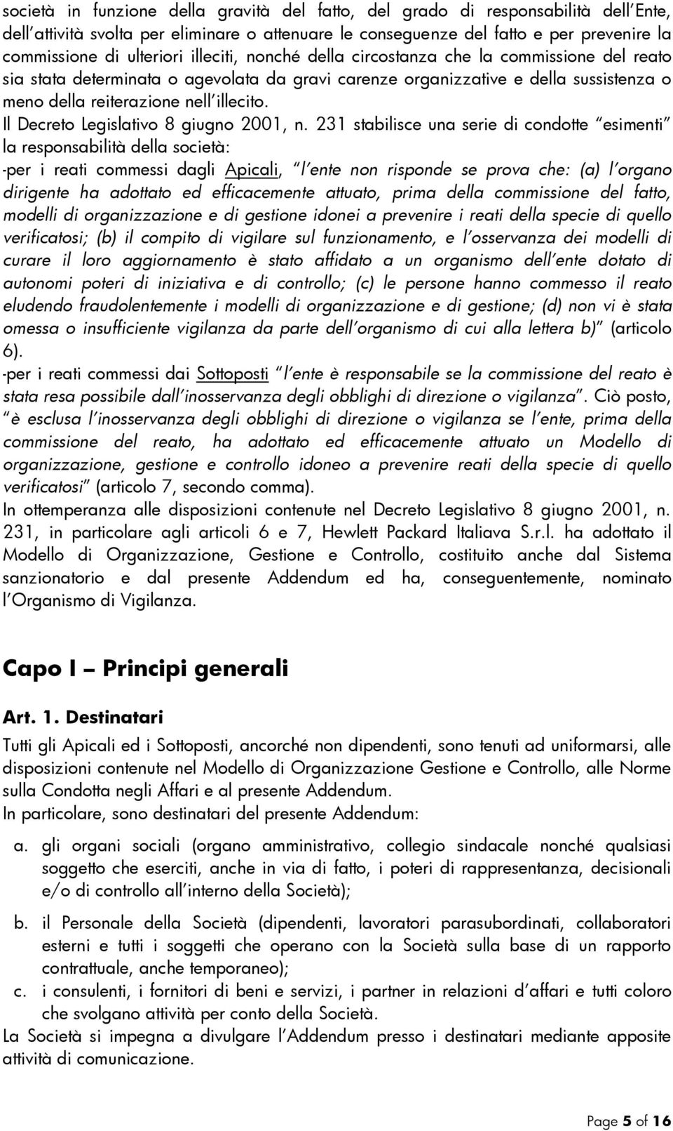 Il Decreto Legislativo 8 giugno 2001, n.