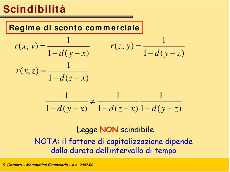 1 d( y z) 1 1 1 1 d( y x) 1 d( z x)1 d( y z) NOTA: il faore