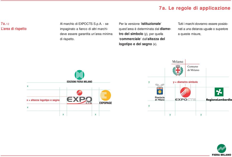 - se impaginato a fianco di altri marchi- Per la versione istituzionale quest area è determinata dal diame- Tutti i