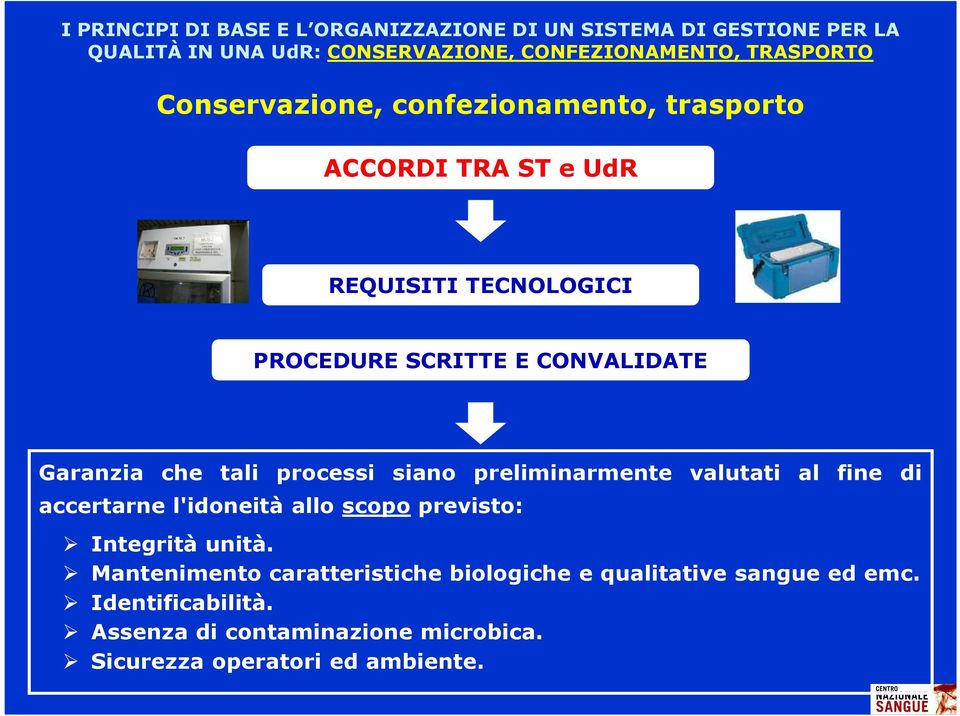 tali processi siano preliminarmente valutati al fine di accertarne l'idoneità allo scopo previsto: Integrità unità.