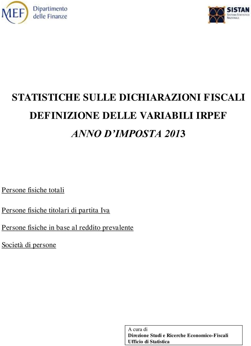 partita Iva Persone fisiche in base al reddito prevalente Società di