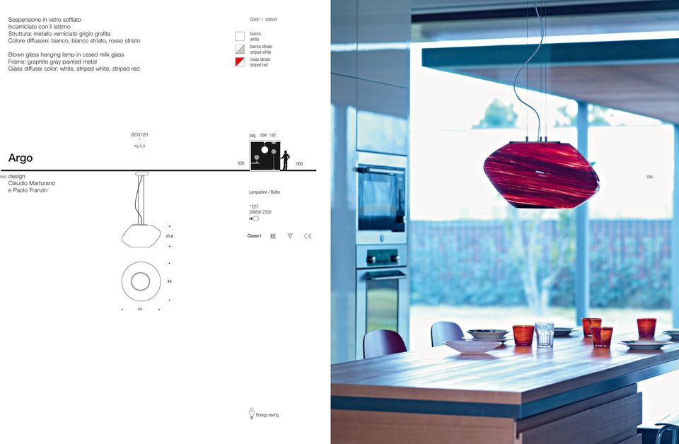 Glass diffuser color: white, striped white, striped red bianco white bianco striato striped white rosso striato striped