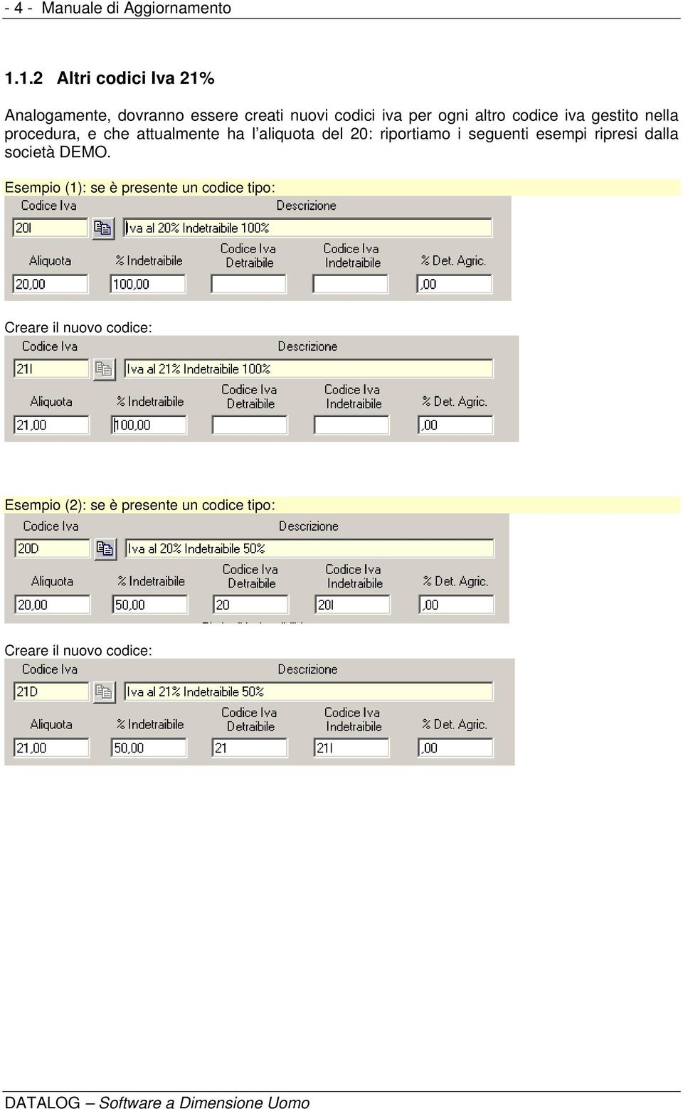 codice iva gestito nella procedura, e che attualmente ha l aliquota del 20: riportiamo i seguenti