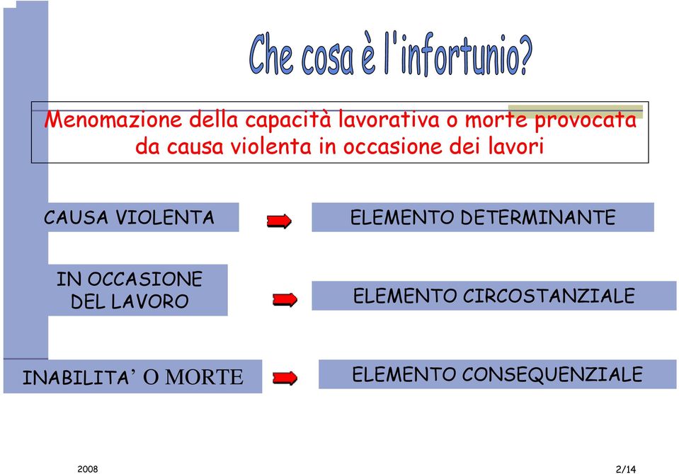 ELEMENTO DETERMINANTE IN OCCASIONE DEL LAVORO ELEMENTO