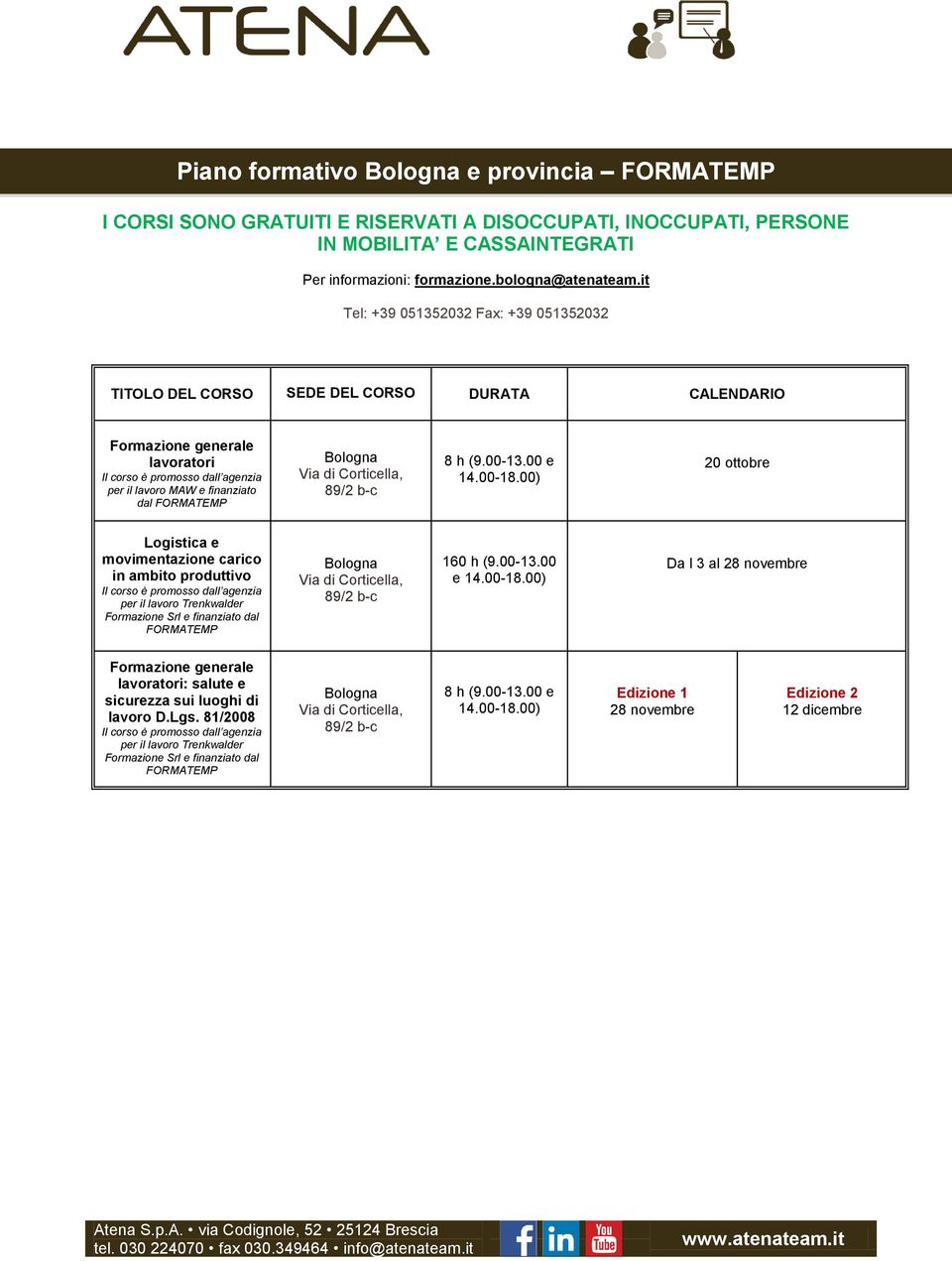 Corticella, 89/2 b-c 20 ottobre Logistica e movimentazione carico in ambito produttivo Bologna