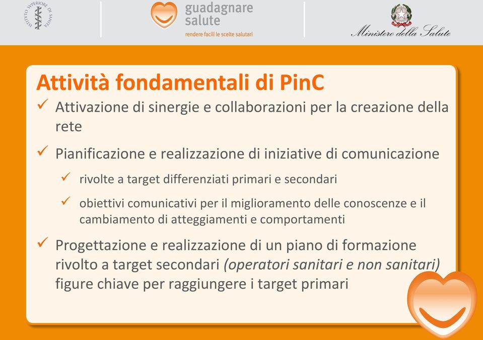 per il miglioramento delle conoscenze e il cambiamento di atteggiamenti e comportamenti Progettazione e realizzazione di