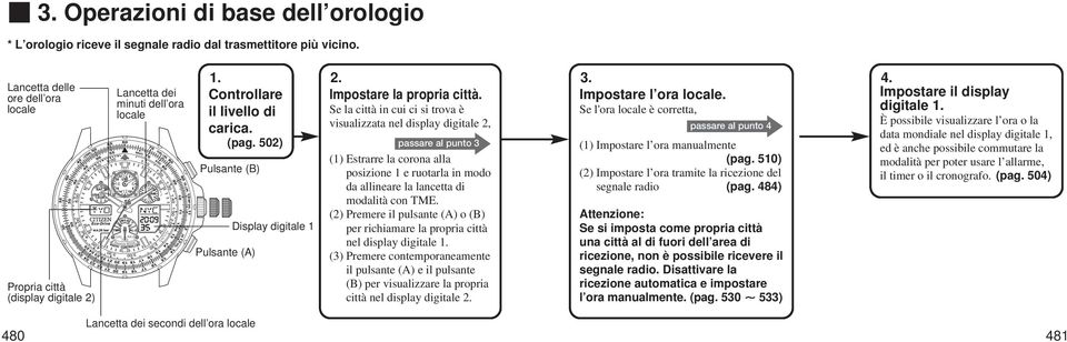 502) Pulsante (B) Pulsante (A) Display digitale 1 2. Impostare la propria città.