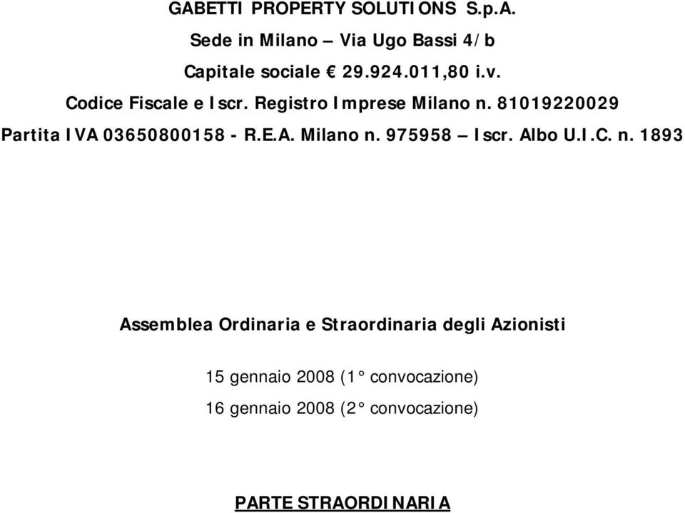 81019220029 Partita IVA 03650800158 - R.E.A. Milano n.