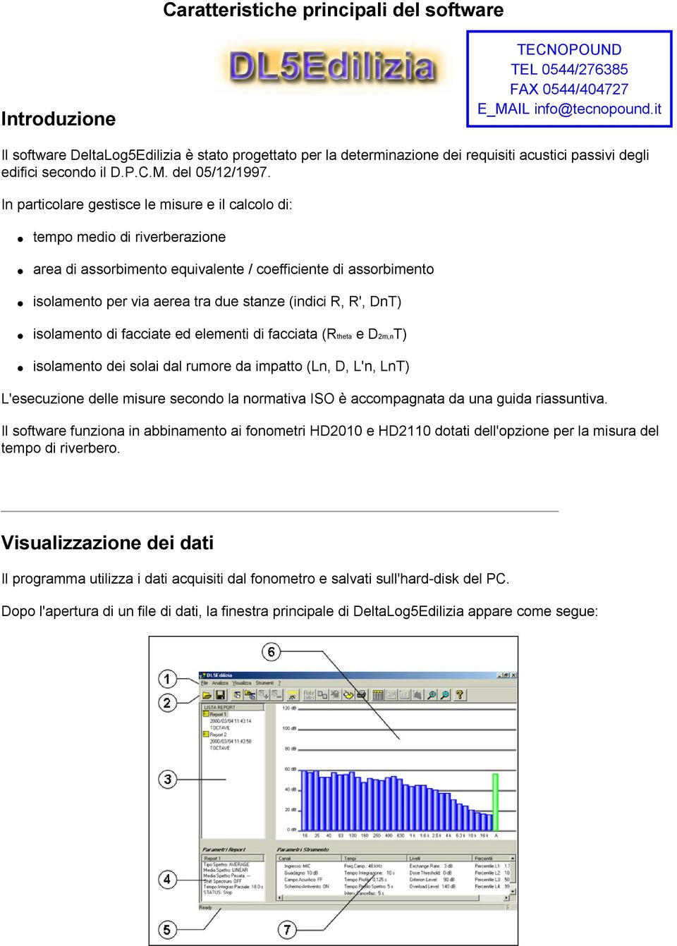 In particolare gestisce le misure e il calcolo di: tempo medio di riverberazione area di assorbimento equivalente / coefficiente di assorbimento isolamento per via aerea tra due stanze (indici R, R',