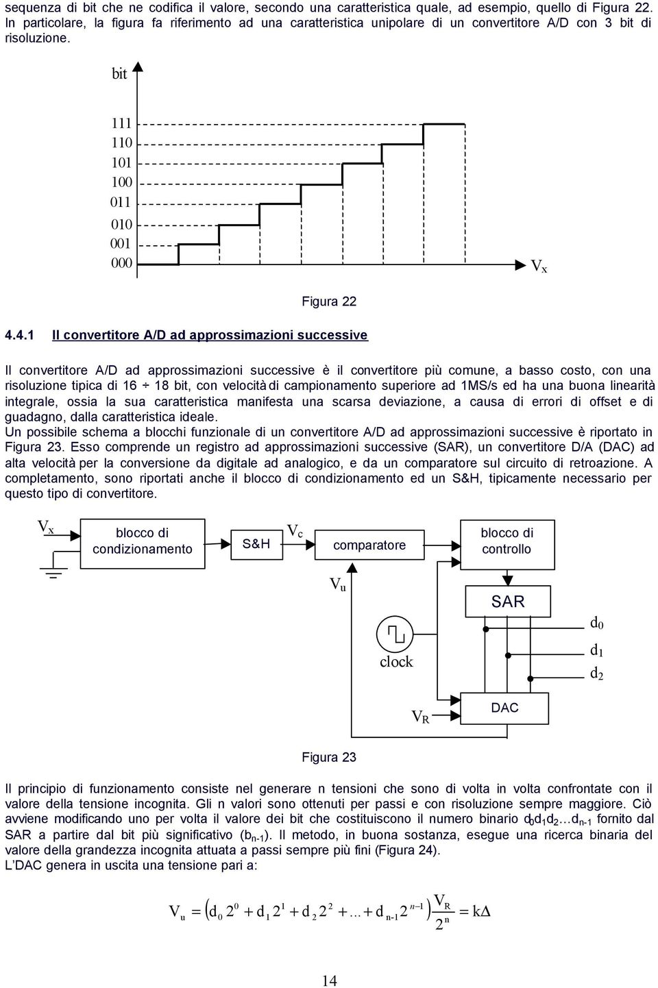 4.1 Il convertitore A/D ad approssimazioni successive Il convertitore A/D ad approssimazioni successive è il convertitore più comune, a basso costo, con una risoluzione tipica di 16 18 bit, con