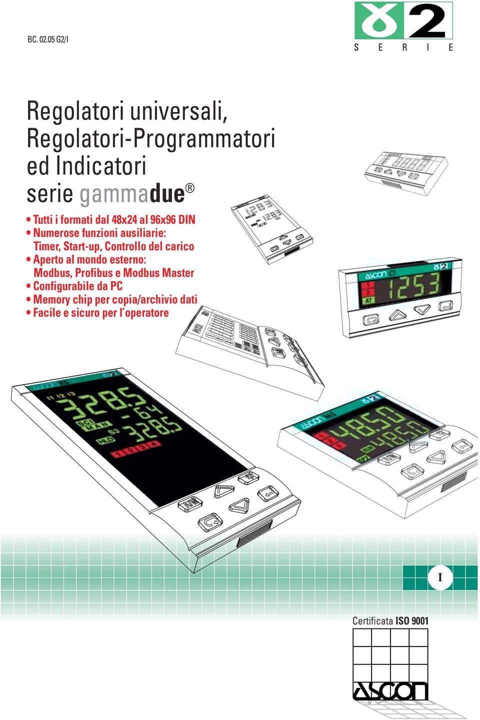 i formati dal 48x24 al 96x96 DIN Numerose funzioni ausiliarie: Timer, Start-up, Controllo