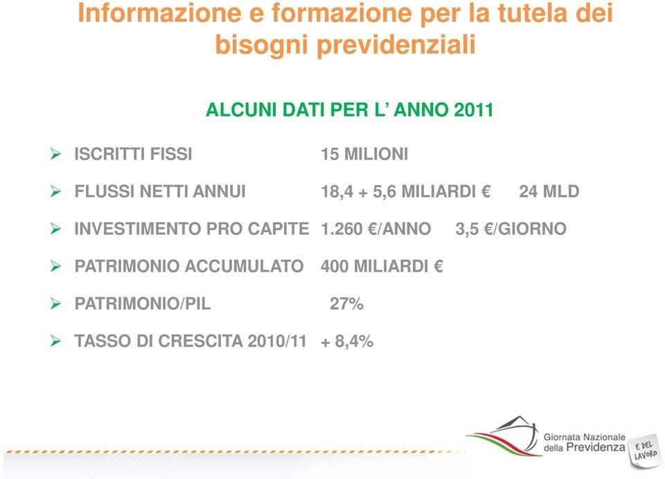 5,6 MILIARDI 24 MLD INVESTIMENTO PRO CAPITE 1.