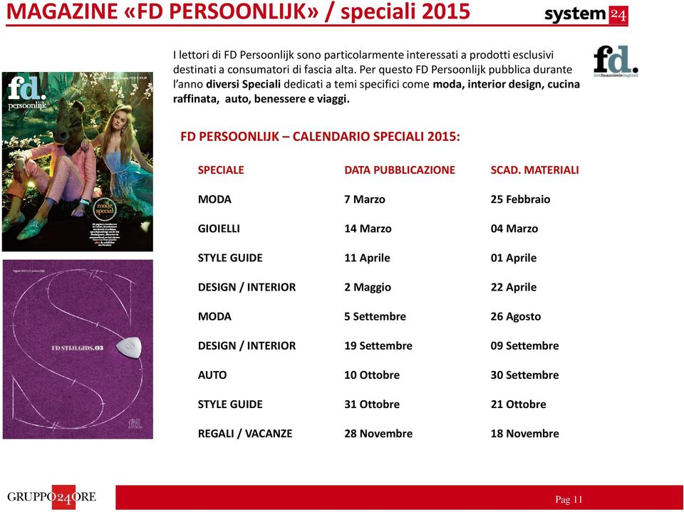 FD PERSOONLIJK CALENDARIO SPECIALI 2015: SPECIALE DATA PUBBLICAZIONE SCAD.