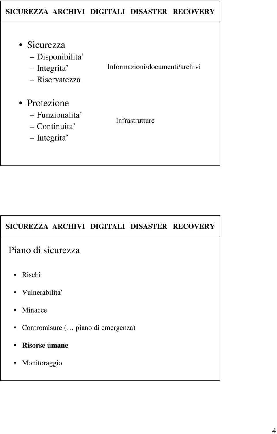 Informazioni/documenti/archivi Infrastrutture Piano di