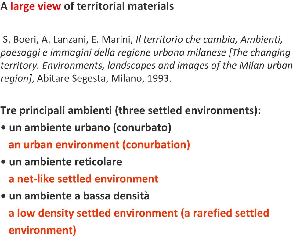 Environments, landscapes and images of the Milan urban region], Abitare Segesta, Milano, 1993.