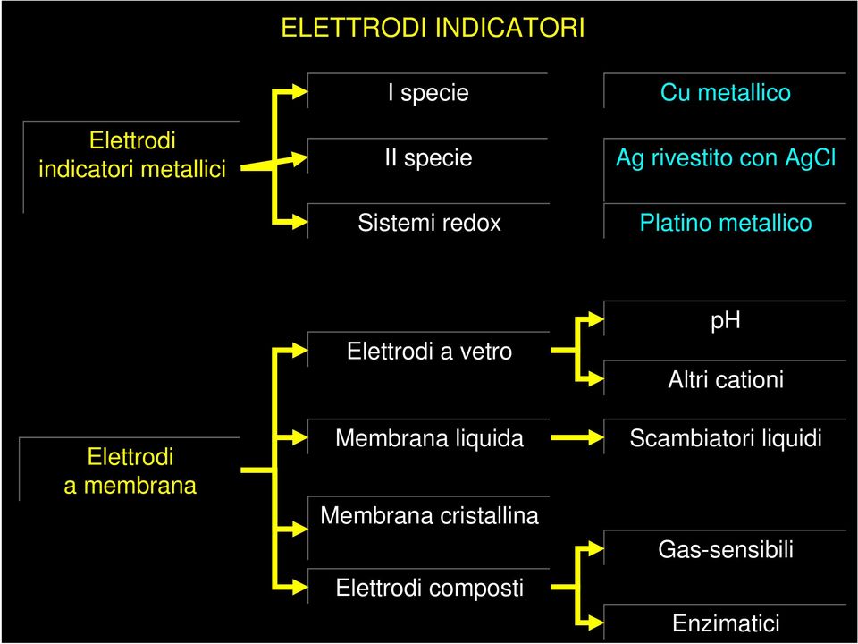 Elettrodi a membrana Elettrodi a vetro Membrana liquida Membrana