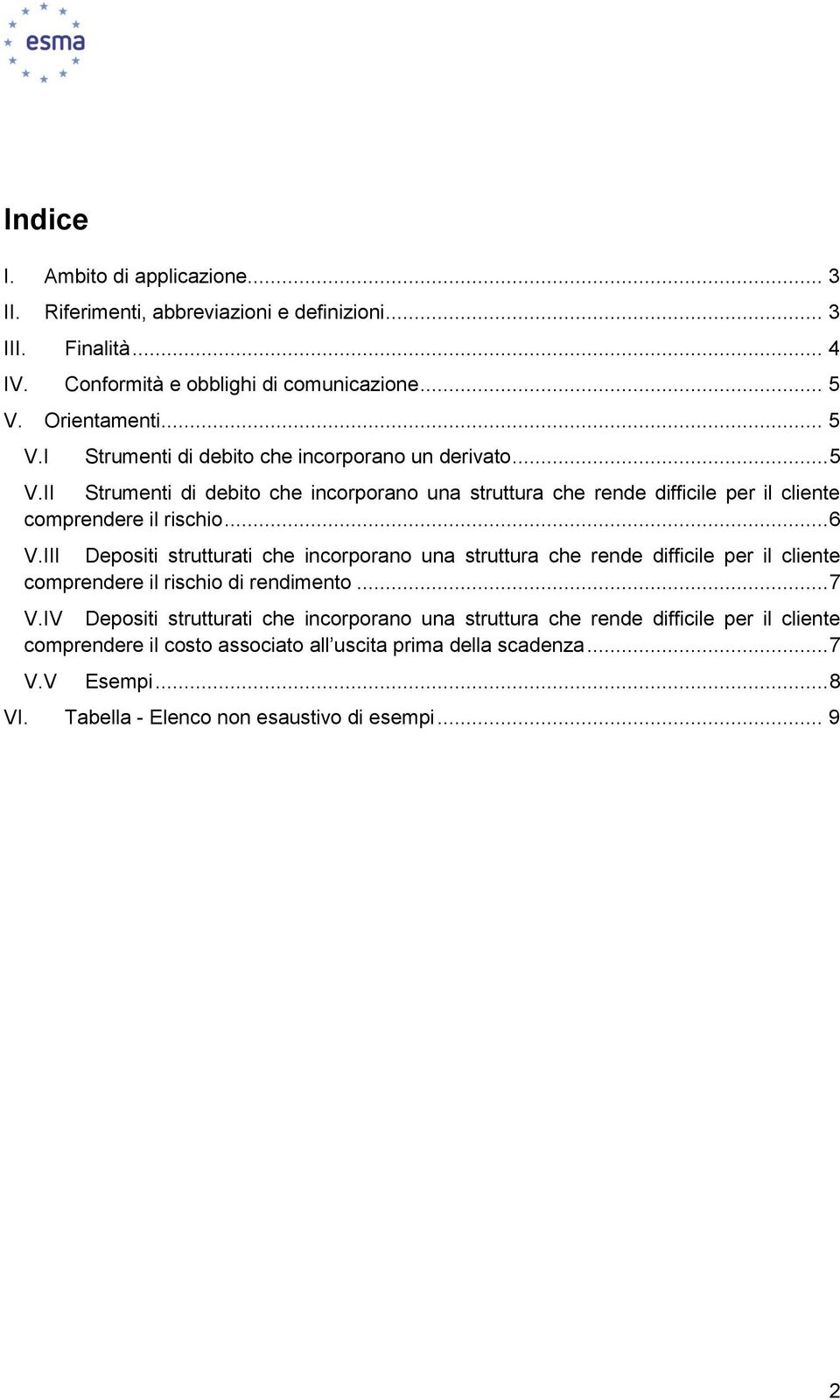 .. 6 V.III Depositi strutturati che incorporano una struttura che rende difficile per il cliente comprendere il rischio di rendimento... 7 V.