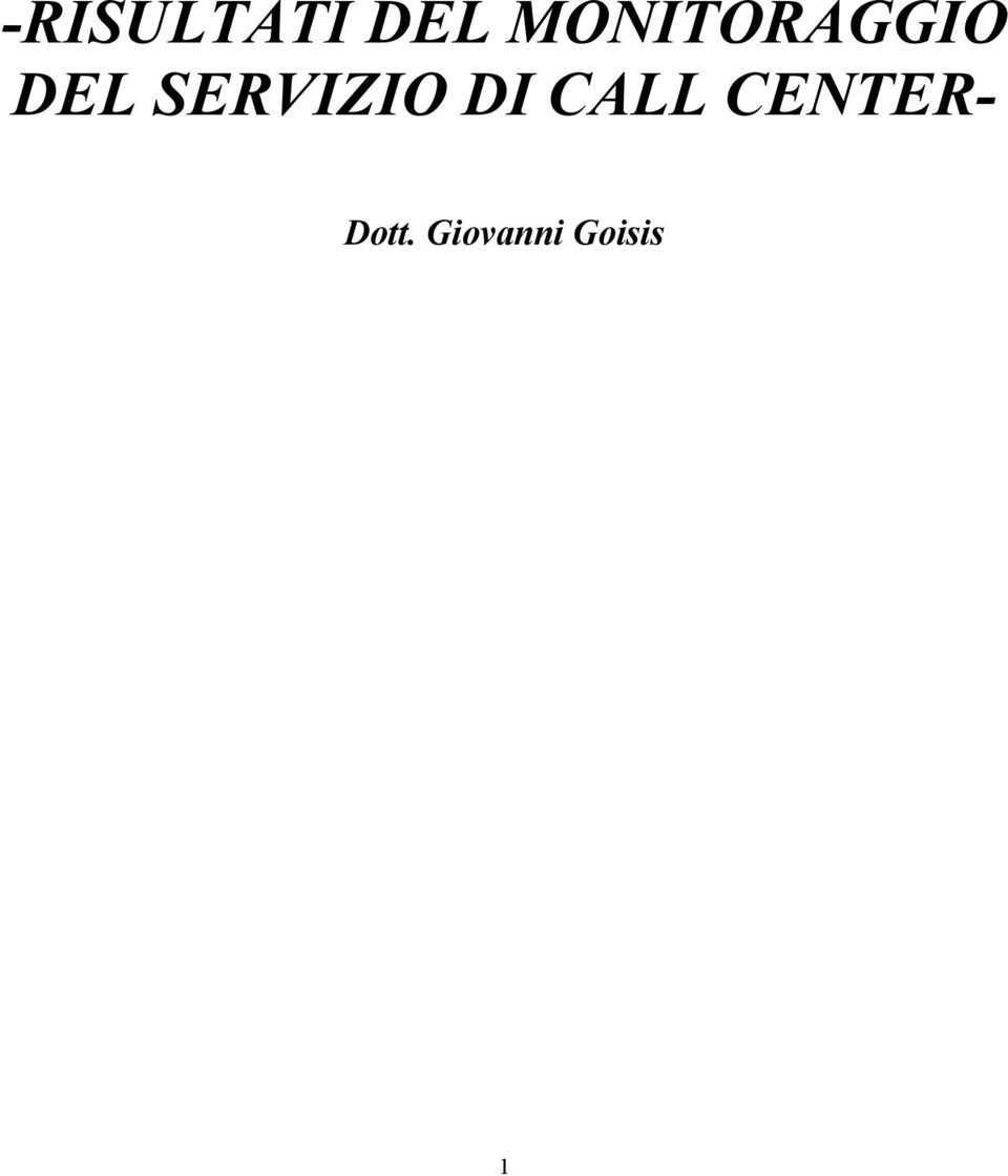 SERVIZIO DI CALL