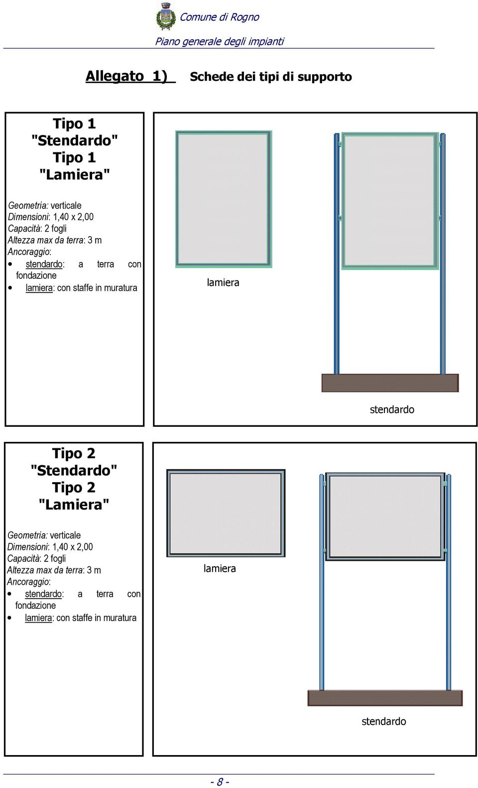 lamiera stendardo Tipo 2 "Stendardo" Tipo 2 "Lamiera" Dimensioni: 1,40 x 2,00 Capacità: 2  lamiera stendardo -