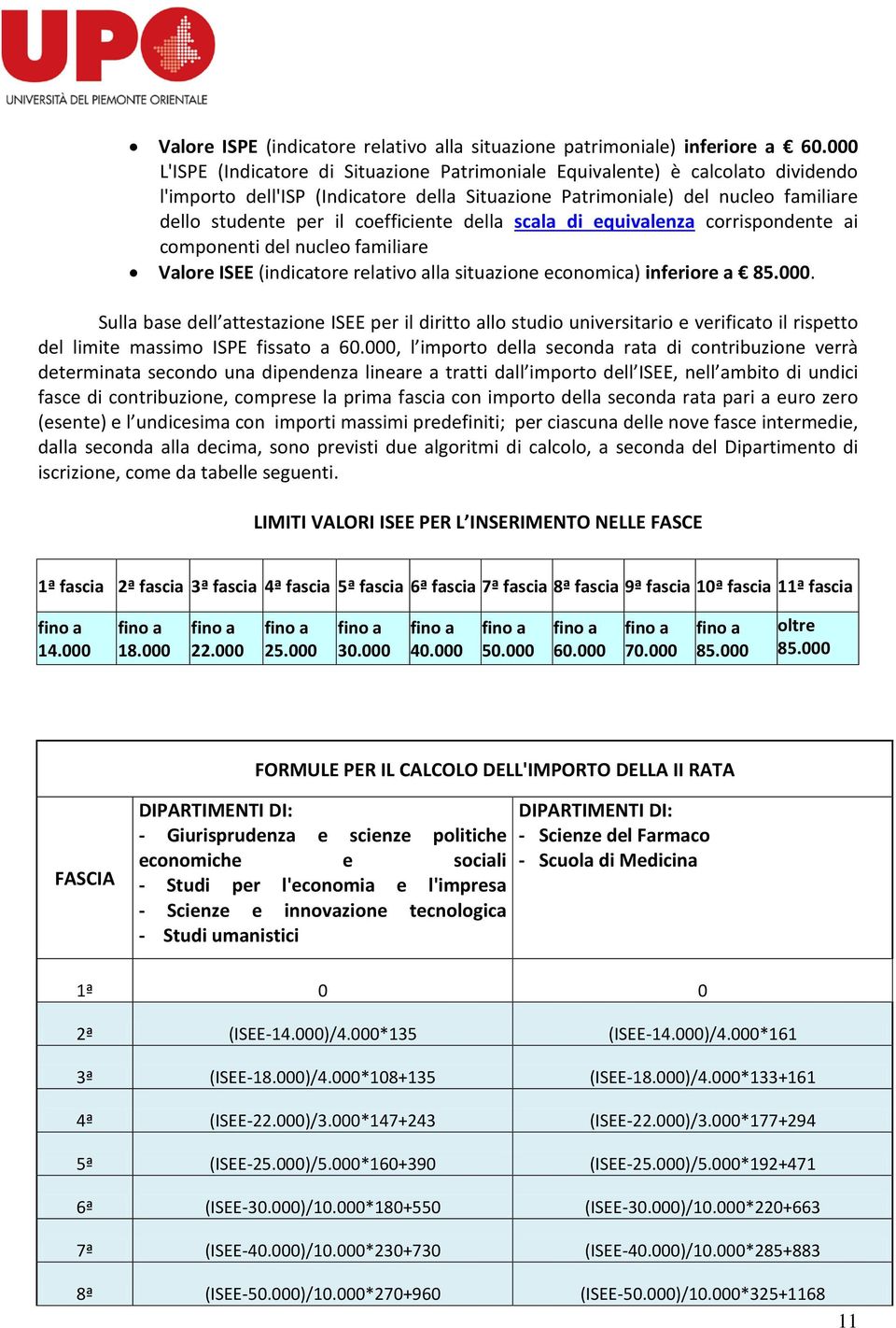 coefficiente della scala di equivalenza corrispondente ai componenti del nucleo familiare Valore ISEE (indicatore relativo alla situazione economica) inferiore a 85.000.