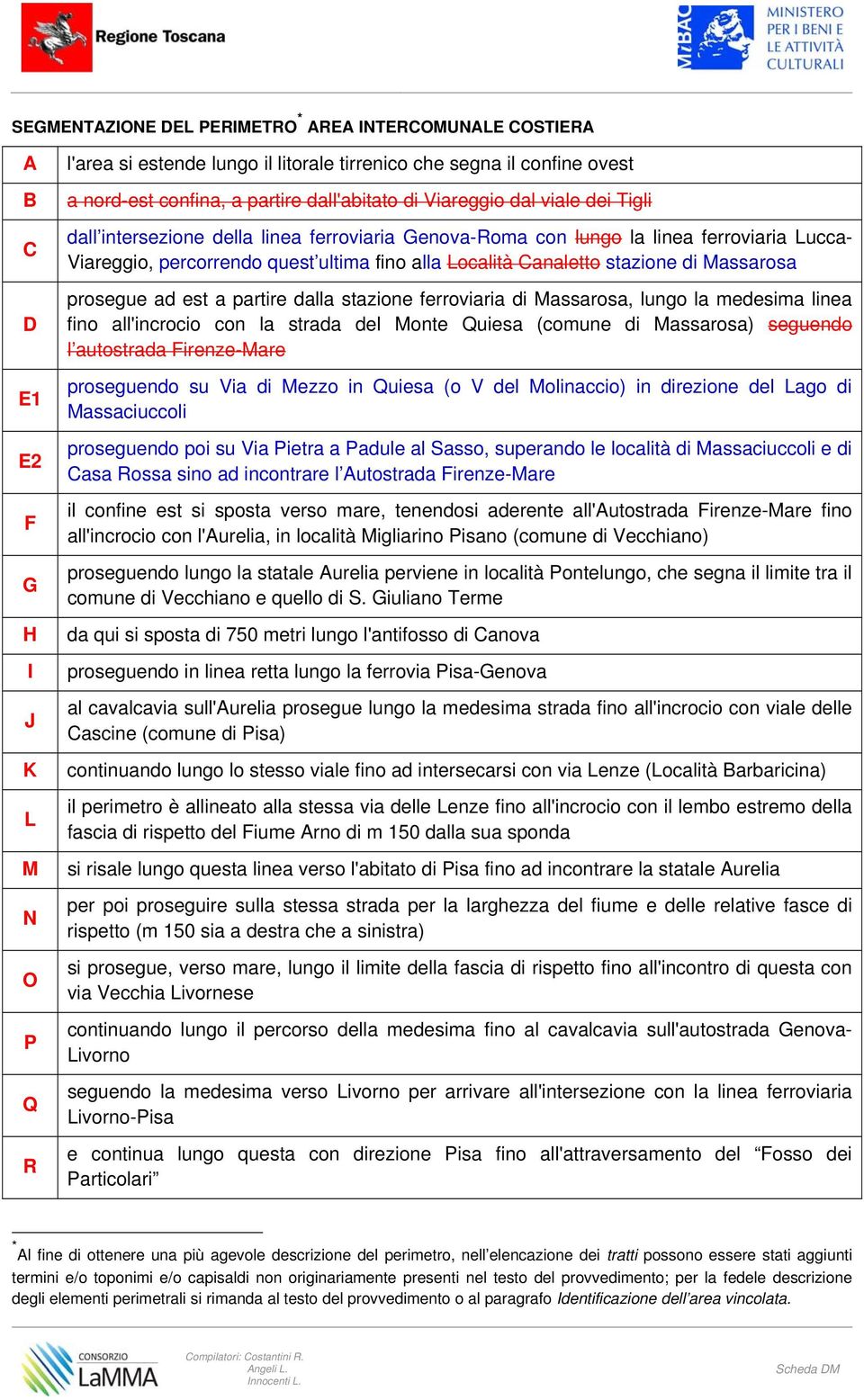 Località Canaletto stazione di Massarosa prosegue ad est a partire dalla stazione ferroviaria di Massarosa, lungo la medesima linea fino all'incrocio con la strada del Monte Quiesa (comune di