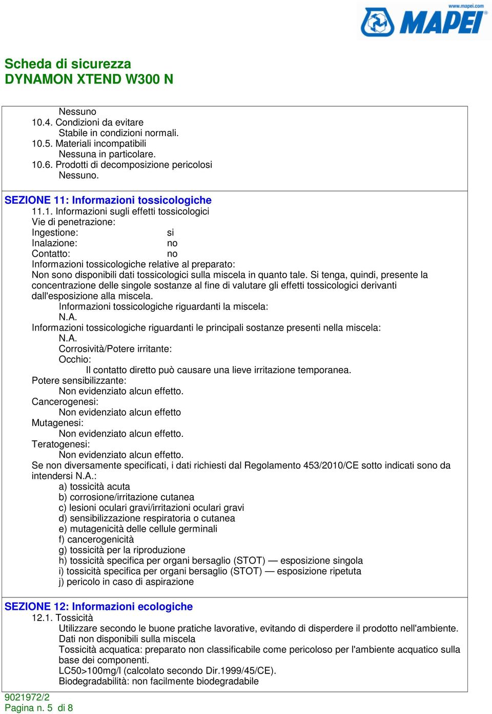 : Informazioni tossicologiche 11