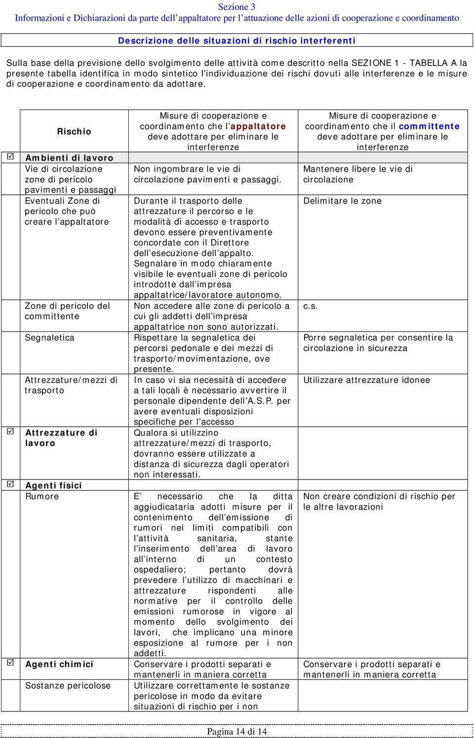 misure di cooperazione e coordinamento da adottare.