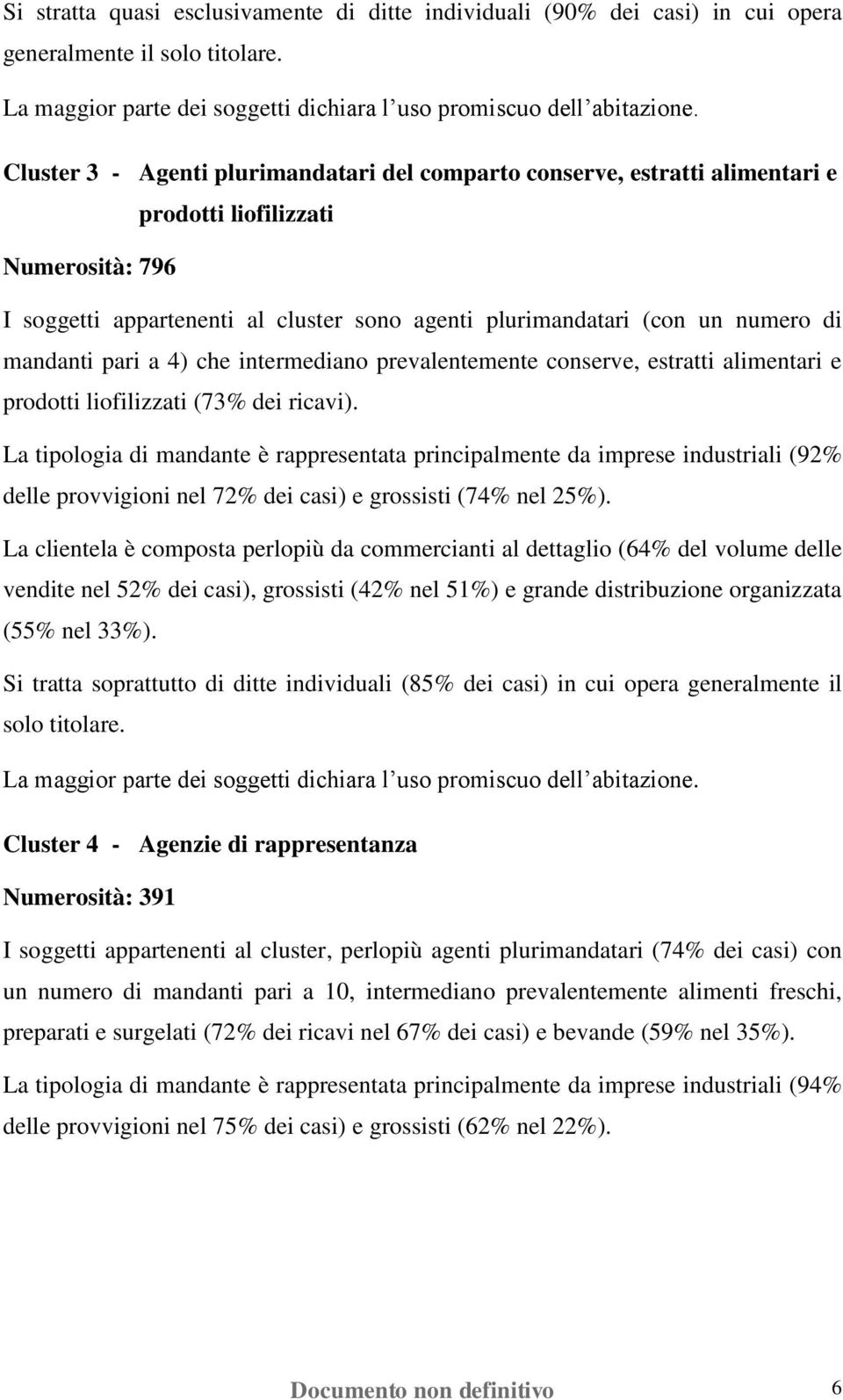 ricavi). La tipologia di mandante è rappresentata principalmente da imprese industriali (92% delle provvigioni nel 72% dei casi) e grossisti (74% nel 25%).