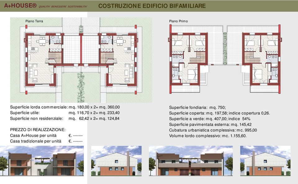 ------- Casa tradizionale per unità. ------- Superficie fondiaria: mq. 750; Superficie coperta: mq. 197,58; indice copertura 0,26.