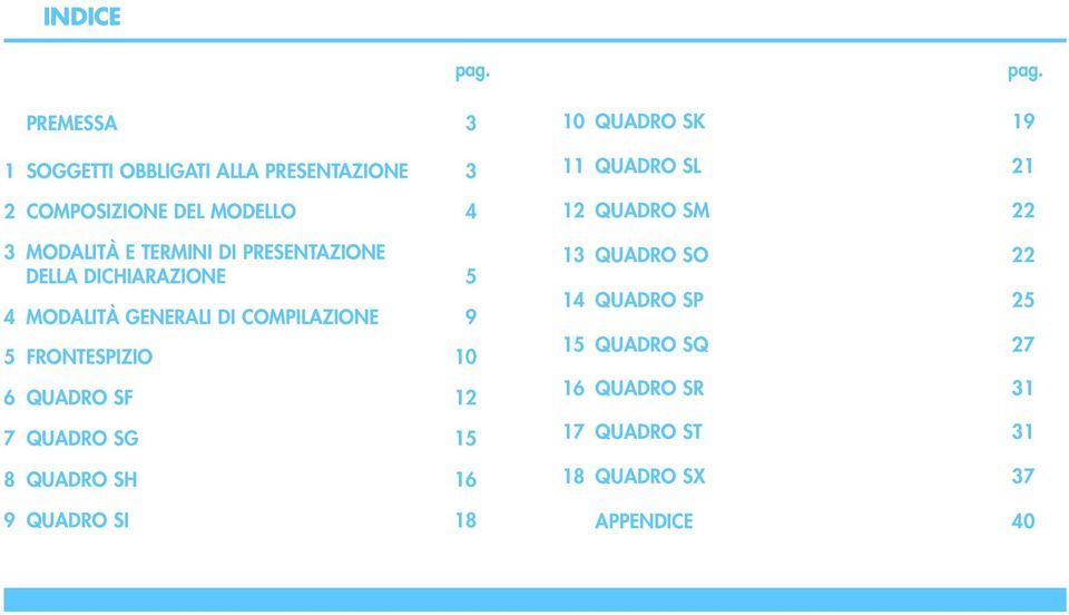 QUADRO SF 12 7 QUADRO SG 15 8 QUADRO SH 16 9 QUADRO SI 18 pag.