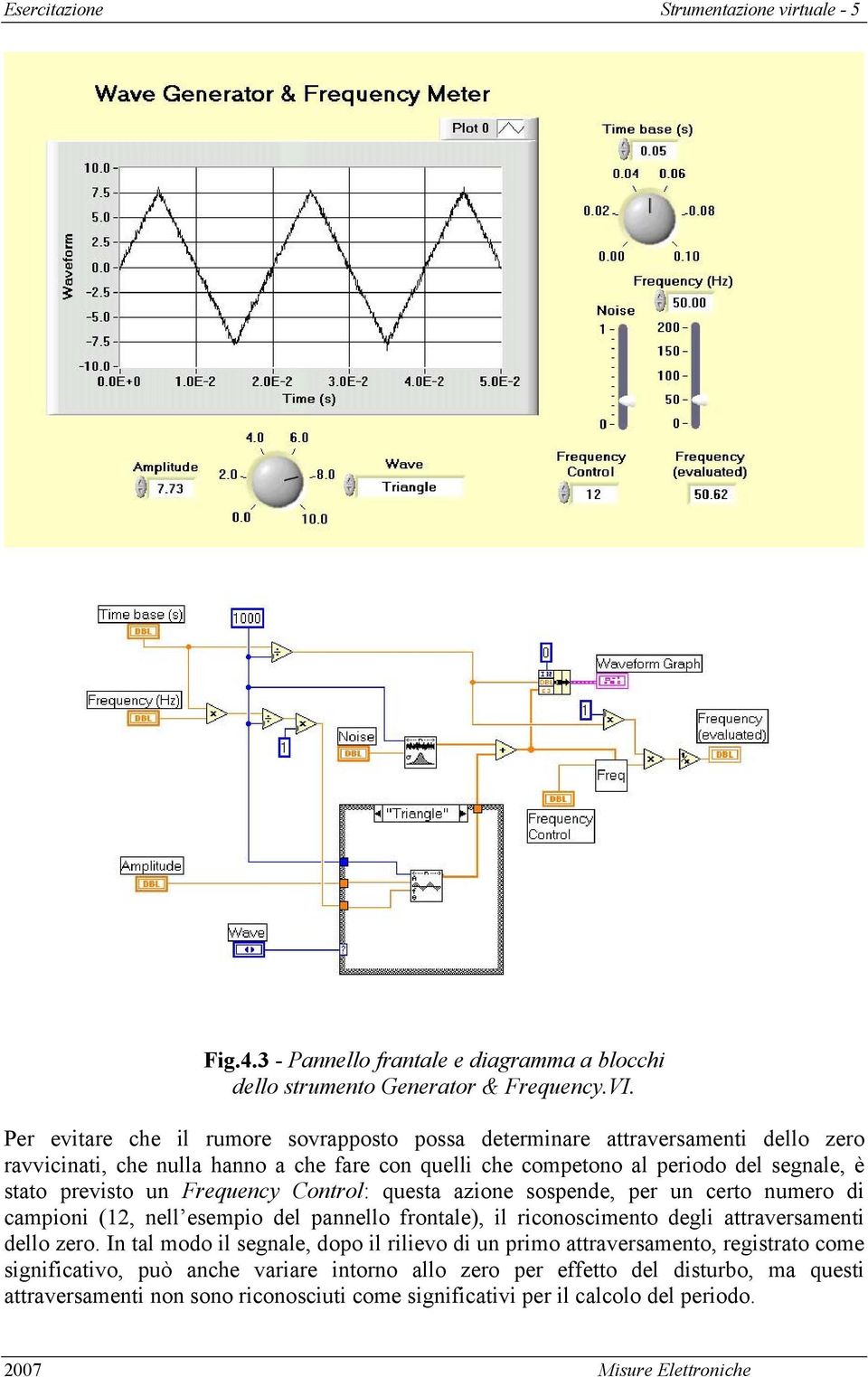 previsto un Frequency Control: questa azione sospende, per un certo numero di campioni (12, nell esempio del pannello frontale), il riconoscimento degli attraversamenti dello zero.