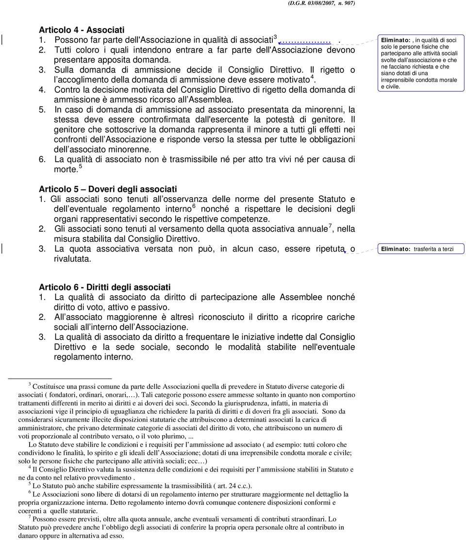 4. Contro la decisione motivata del Consiglio Direttivo di rigetto della domanda di ammissione è ammesso ricorso all Assemblea. 5.