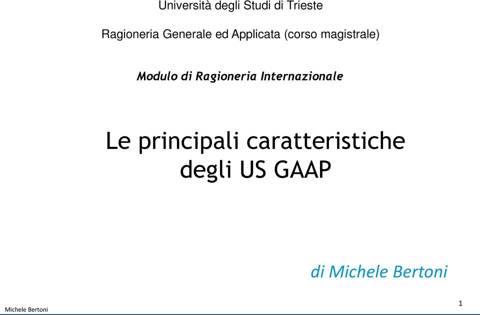 magistrale) Modulo di Ragioneria