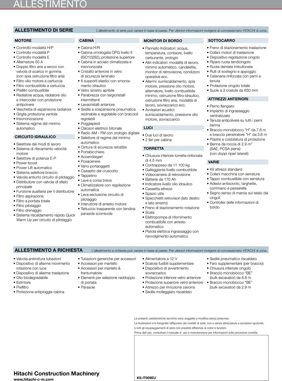 motore a cartuccia Filtro combustibile a cartuccia Prefiltri combustibile Radiatore acqua, radiatore olio e intercooler con protezione antipolvere Vaschetta di espansione radiatore Griglia protezione