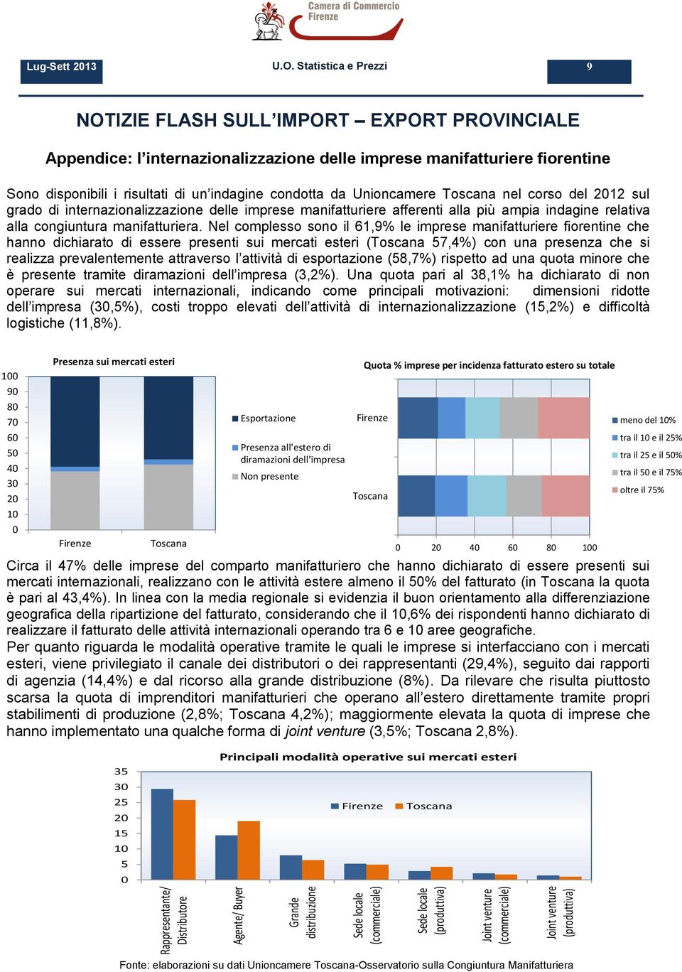 imprese manifatturiere afferenti alla più ampia indagine relativa alla congiuntura manifatturiera.