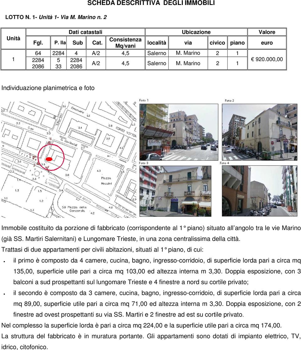 Martiri Salernitani) e Lungomare Trieste, in una zona centralissima della città.