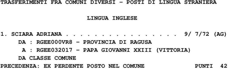 ............... 9/ 7/72 (AG) A : RGEE032017 - PAPA GIOVANNI