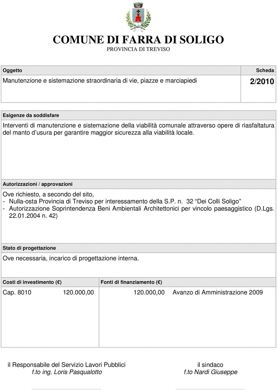 Ove richiesto, a secondo del sito, - Nulla-osta Provincia di Treviso per interessamento della S.P. n.