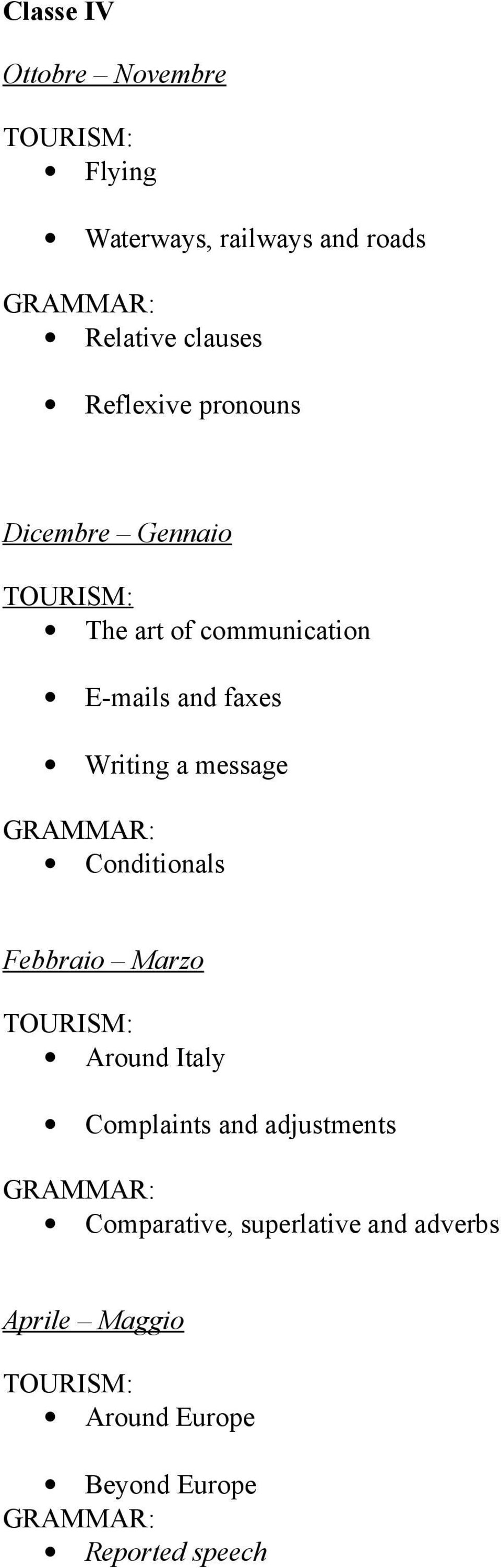 Writing a message Conditionals Febbraio Marzo Around Italy Complaints and