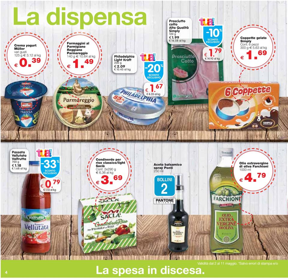 35 al kg Passata Vellutata Valfrutta 700 g 1.18 1.68 al kg -33 0. 79 1.13 al kg Condiverde per riso classico/light Saclà Conf. 2x290 g 6.36 al kg 3.