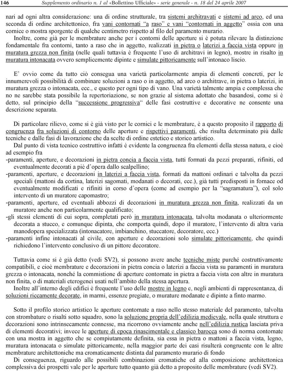 vani contornati in aggetto ossia con una cornice o mostra sporgente di qualche centimetro rispetto al filo del paramento murario.