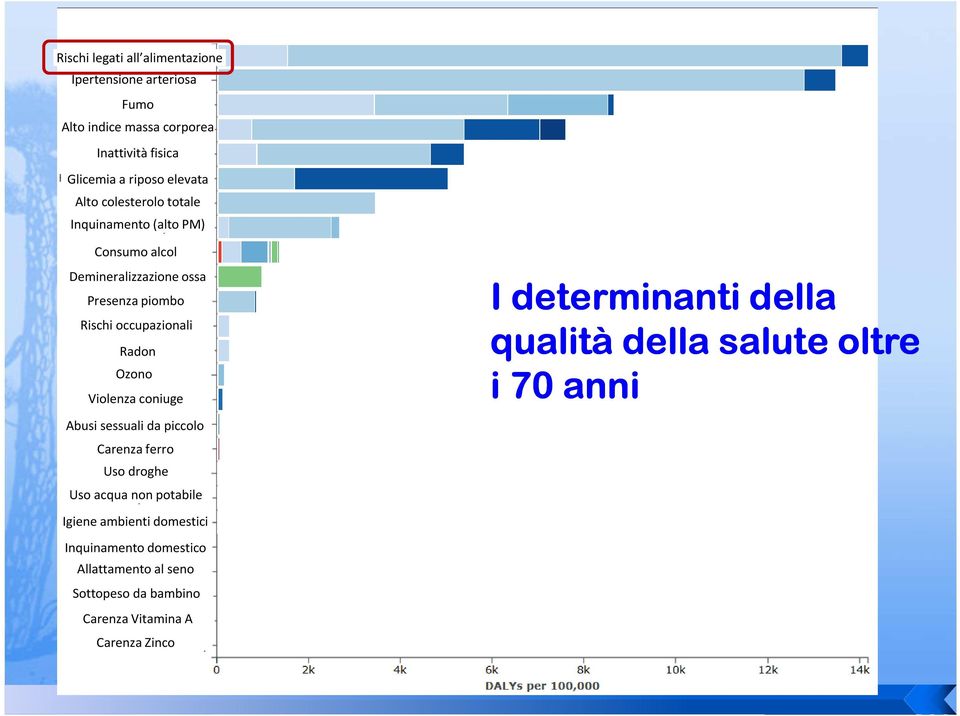 Violenza coniuge Abusi sessuali da piccolo Carenza ferro Uso droghe Uso acqua non potabile Igiene ambienti domestici Inquinamento