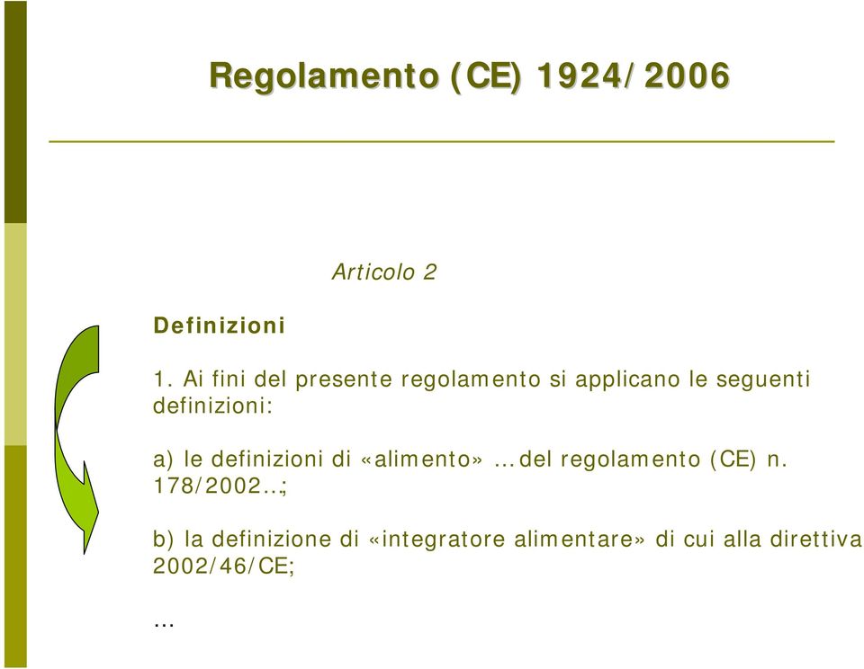 definizioni: a) le definizioni di «alimento» del regolamento (CE) n.